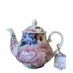 Kent Pottery Porcelain Floral Teapot Pink Purple Shabby Chic NEW